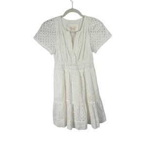 Anthropologie Somerset MinI Dress White Eyelet Pockets Preppy Womens XXSP